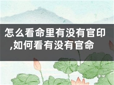 怎么看命里有没有官印,如何看有没有官命