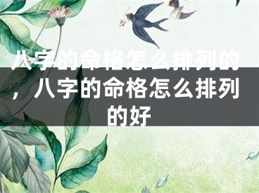 八字的命格怎么排列的，八字的命格怎么排列的好