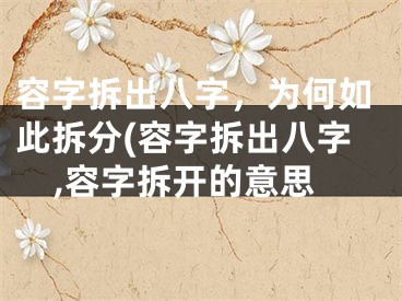 容字拆出八字，为何如此拆分(容字拆出八字,容字拆开的意思