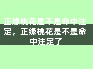正缘桃花是不是命中注定，正缘桃花是不是命中注定了