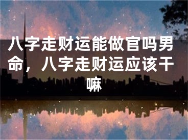 八字走财运能做官吗男命，八字走财运应该干嘛
