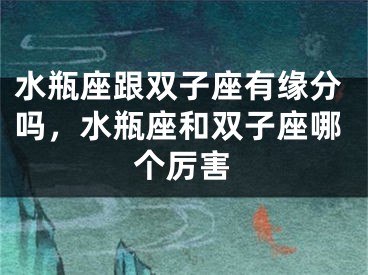 水瓶座跟双子座有缘分吗，水瓶座和双子座哪个厉害