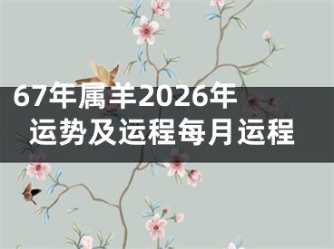 67年属羊2026年运势及运程每月运程