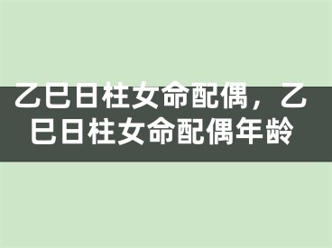 乙巳日柱女命配偶,乙巳日柱女命配偶年龄