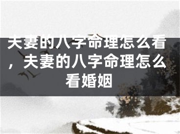 夫妻的八字命理怎么看，夫妻的八字命理怎么看婚姻