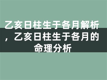 乙亥日柱生于各月解析，乙亥日柱生于各月的命理分析