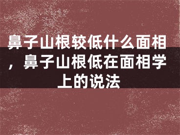 鼻子山根较低什么面相，鼻子山根低在面相学上的说法