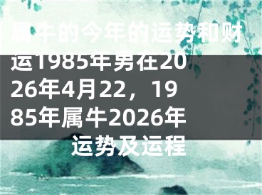 属牛的今年的运势和财运1985年男在2026年4月22，1985年属牛2026年运势及运程