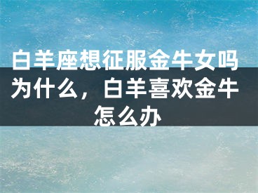 白羊座想征服金牛女吗为什么，白羊喜欢金牛怎么办