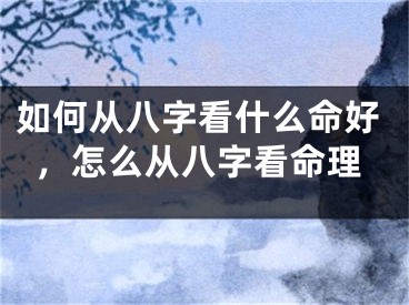 如何从八字看什么命好，怎么从八字看命理