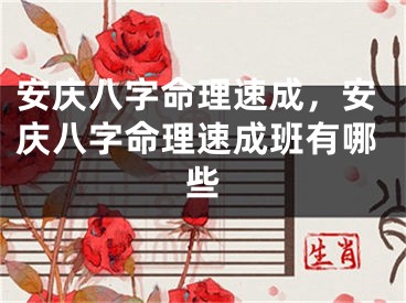 安庆八字命理速成，安庆八字命理速成班有哪些