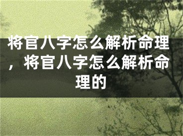 将官八字怎么解析命理，将官八字怎么解析命理的