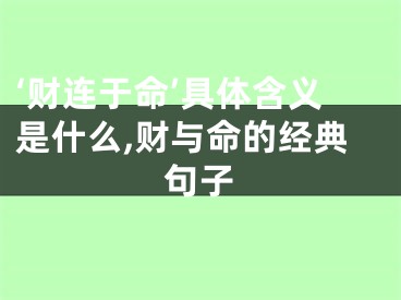 ‘财连于命’具体含义是什么,财与命的经典句子