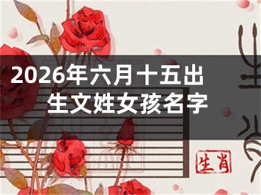 2026年六月十五出生文姓女孩名字