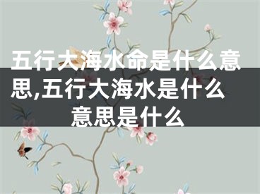 五行大海水命是什么意思,五行大海水是什么意思是什么