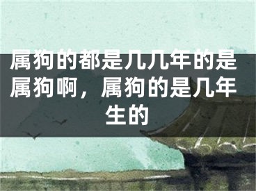 属狗的都是几几年的是属狗啊，属狗的是几年生的