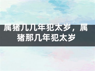 属猪几几年犯太岁，属猪那几年犯太岁