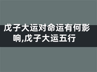 戊子大运对命运有何影响,戊子大运五行