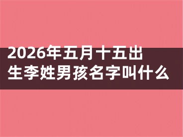 2026年五月十五出生李姓男孩名字叫什么