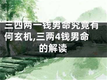 三四两一钱男命究竟有何玄机,三两4钱男命的解读
