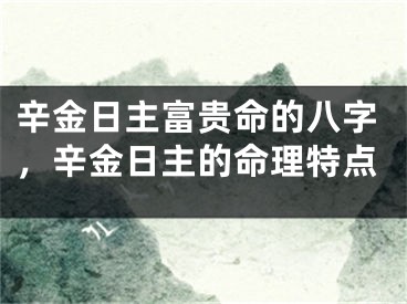 辛金日主富贵命的八字,辛金日主的命理特点