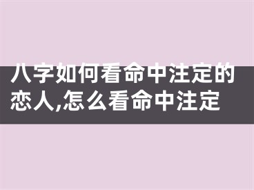 八字如何看命中注定的恋人,怎么看命中注定