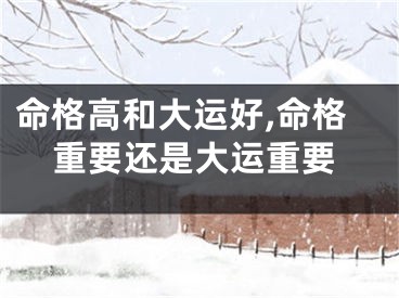 命格高和大运好,命格重要还是大运重要