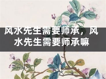 风水先生需要师承，风水先生需要师承嘛