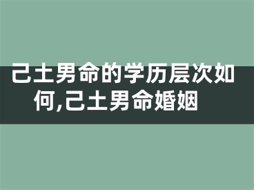 己土男命的学历层次如何,己土男命婚姻
