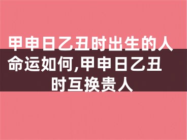 甲申日乙丑时出生的人命运如何,甲申日乙丑时互换贵人