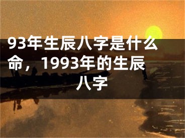 93年生辰八字是什么命，1993年的生辰八字