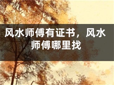 风水师傅有证书，风水师傅哪里找