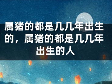 属猪的都是几几年出生的，属猪的都是几几年出生的人