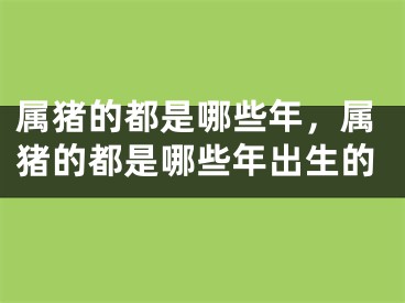 属猪的都是哪些年，属猪的都是哪些年出生的