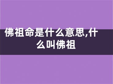 佛祖命是什么意思,什么叫佛祖