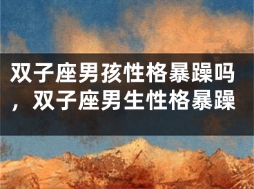 双子座男孩性格暴躁吗，双子座男生性格暴躁