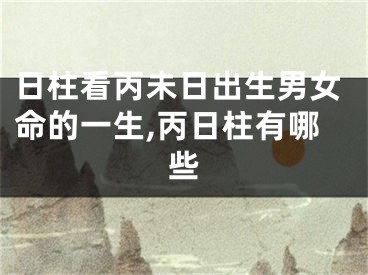 日柱看丙未日出生男女命的一生,丙日柱有哪些