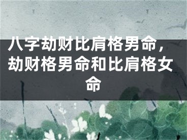 八字劫财比肩格男命，劫财格男命和比肩格女命