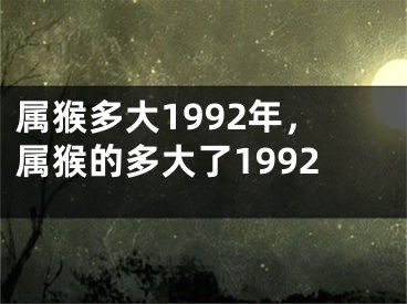 属猴多大1992年，属猴的多大了1992