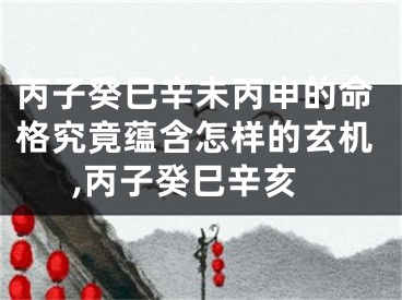 丙子癸巳辛未丙申的命格究竟蕴含怎样的玄机,丙子癸巳辛亥