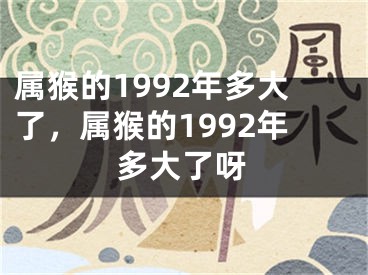 属猴的1992年多大了，属猴的1992年多大了呀