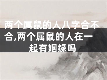 两个属鼠的人八字合不合,两个属鼠的人在一起有姻缘吗
