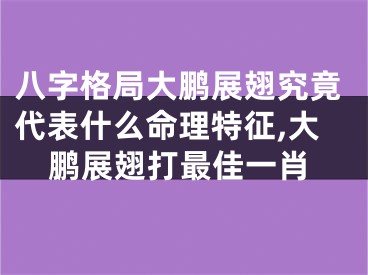 八字格局大鹏展翅究竟代表什么命理特征,大鹏展翅打最佳一肖