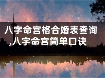 八字命宫格合婚表查询,八字命宫简单口诀