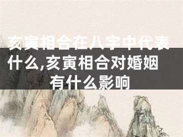 亥寅相合在八字中代表什么,亥寅相合对婚姻有什么影响