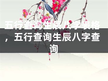 五行查询生辰八字表格，五行查询生辰八字查询