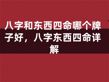 八字和东西四命哪个牌子好，八字东西四命详解