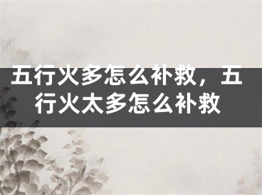 五行火多怎么补救，五行火太多怎么补救