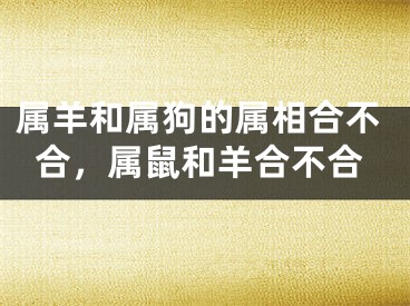 属羊和属狗的属相合不合，属鼠和羊合不合