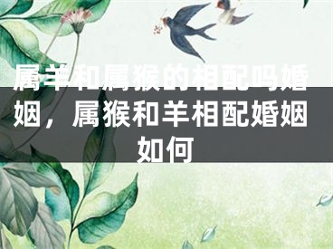 属羊和属猴的相配吗婚姻，属猴和羊相配婚姻如何